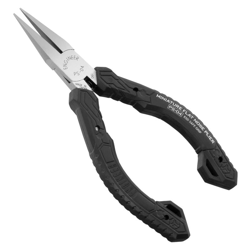 ENGINEER PS-04 Compact Precision Compact Flat Nose, Long Nose Pliers, Professional Grade, ESD Safe with Carbon Steel Jaws - Image 1
